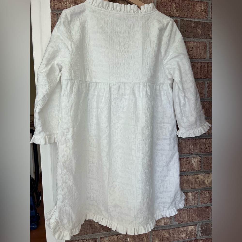 Tuckernuck Clara White Mini Dress Ruffle Cross Stitch Empire Medium - Picture 4 of 8